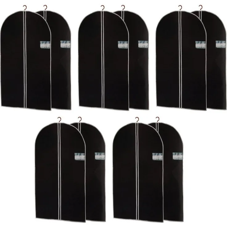 HAC24 Kleidersack Kleiderhülle Schutzhülle Kleidersack Aufbewahrungs Hülle Vliesstoff (Set, 10 St, 150 x 60 cm) mit Reißverschluss & Sichtfenster