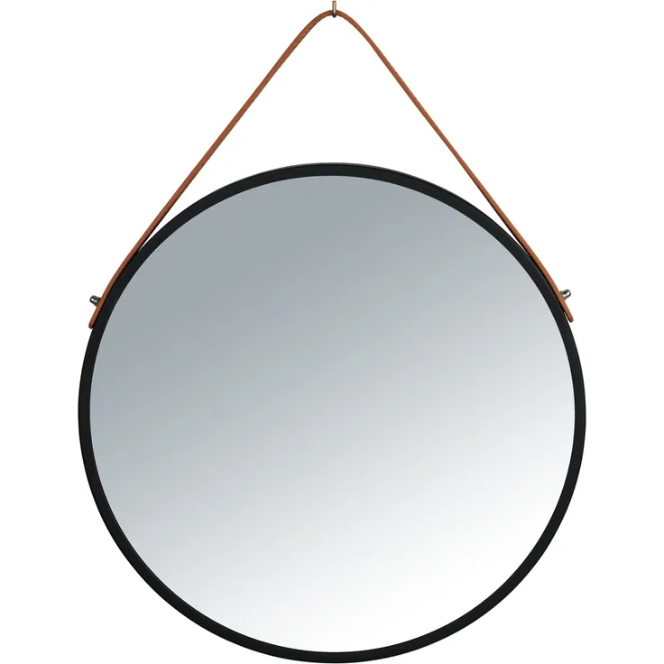 WENKO BORRONE Badspiegel Ø 40 cm, Schwarz/Braun