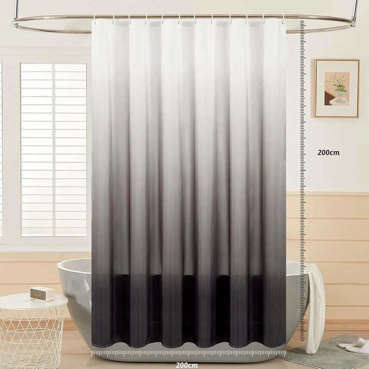 Duschvorhang Textil Antibakteriell Schwarz-Weiß 200x200cm – Bild 2