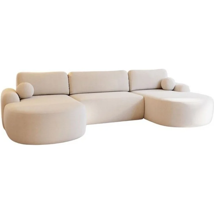 Compleo Ecksofa Design U-Form Ecksofa Bouclé, luxuriöses, runde Formen OLIO, Modern Wohnzimmer, komfortables Couch – Bild 4