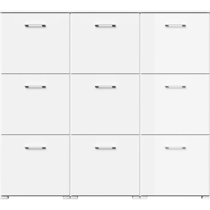 Schuhschrank XL Emotion 9 Klappen 36 Paar 157x141 cm Weiss-Weiss Hgl : Weissmatt / Weiss hochglanz – Bild 7