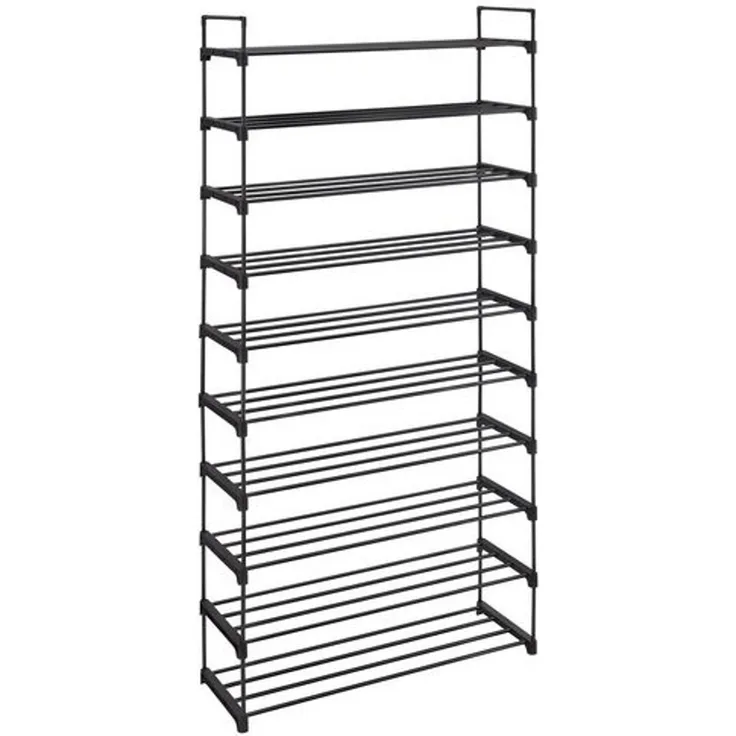 Songmics Schuhregal mit 10 Ebenen, Metall Schwarz, 30 x 94 x 206 cm