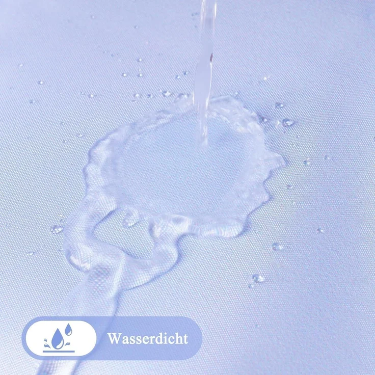 Duschvorhang 180X200cm Blau Textil Wasserdicht Waschbar mit 12 Ringen – Bild 2