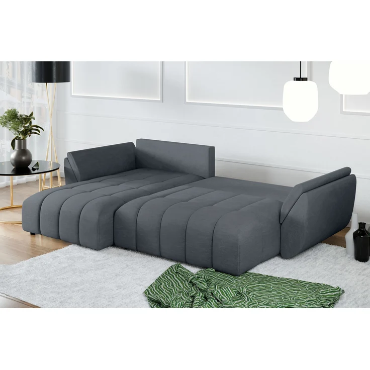 AX LIVING L Form Ecksofa grau Verciani Schlaffunktion Bettkasten 280cm – Bild 4