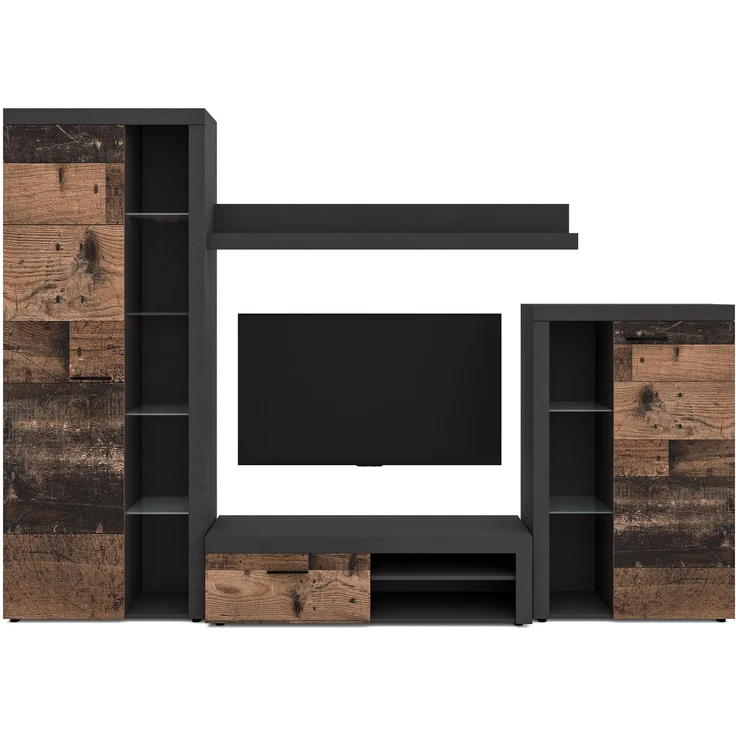 AX LIVING Spacoro Wohnwand grau modern Matera Oldwood 270 cm ohne LED – Bild 2
