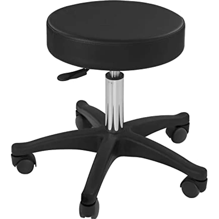 Physa Drehhocker Rollhocker Arbeitshocker höhenverstellbar 45-58 cm Kunstleder Schwarz, Schwarz – Bild 2