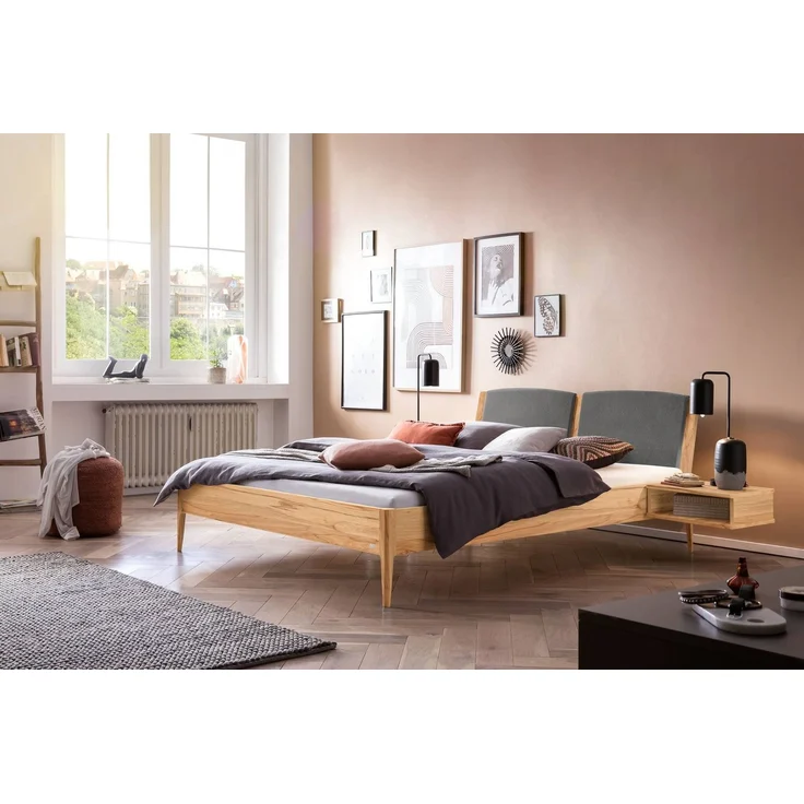 Hasena Massivholzbett Pistoia Wildbuche mit Polster-Kopfteil 180x210 cm, Komforthöhe 25 cm – Bild 2
