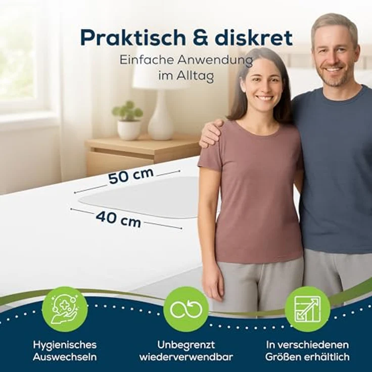 Sensalou Matratzen Auflage 40x50 cm wasserdicht - 2 Stück Inkontinenz Matratzenschutz Unterlage waschbar – Bild 3