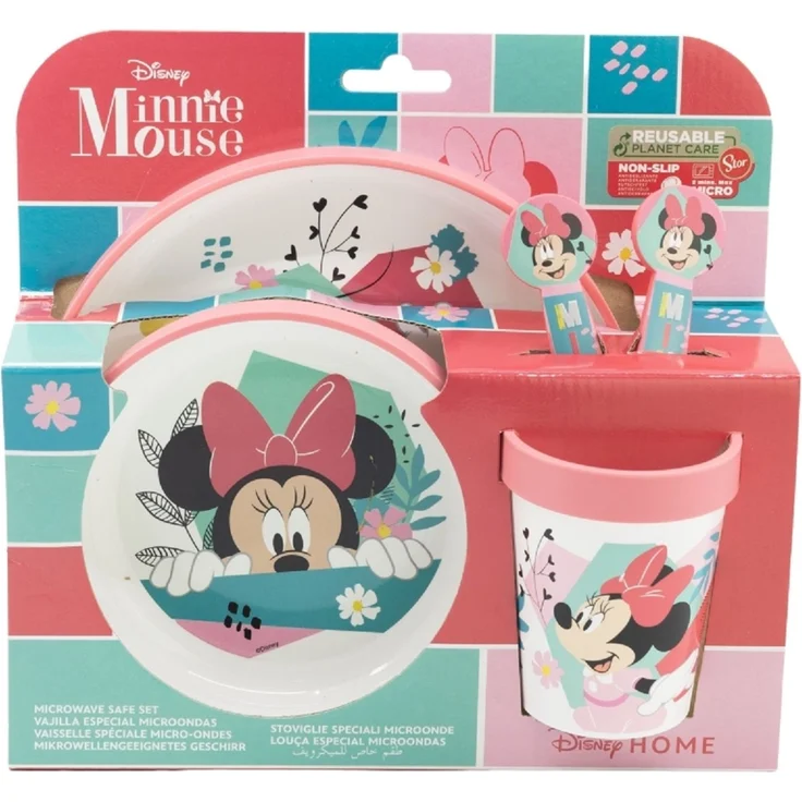 Disney Minnie Mouse Premium-Geschirr - Mikrowelle-Sicher Teller, Schale, Becher & Besteck – Bild 2