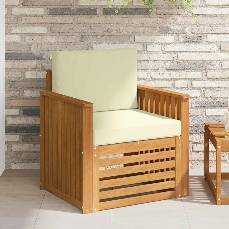 vidaXL Outdoor-Sofagarnitur Natur und Creme Massivholz Akazie 3436350 – Bild 1