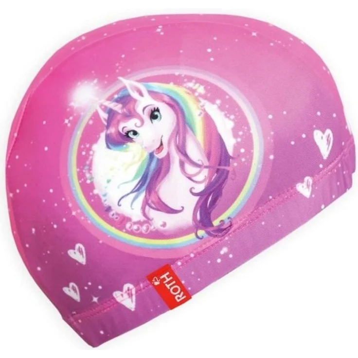 Roth Badekappe Einhornportrait, schnell trocknend, für Kinder, für Schwimmunterricht, Rosa – Bild 1