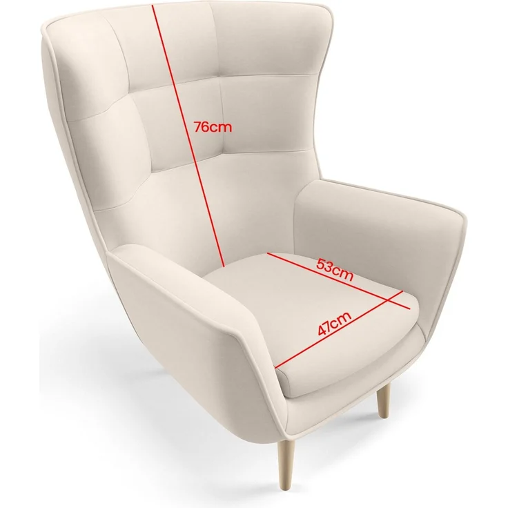 Sessel Franco Polstersessel, Einzelsessel mit Rückenlehne für Wohnzimmer und Esszimmer, bequemer Sessel, schwarze Holzfüße – Stoff Castel 20, 107 x 53 x 78 cm – Bild 7