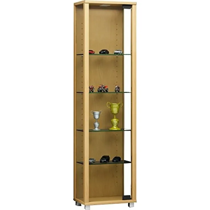 VCM Vitrine Sammelvitrine Glasvitrine Standvitrine Glas Schrank Regal mit Beleuchtung Weiß "Edana Mini"