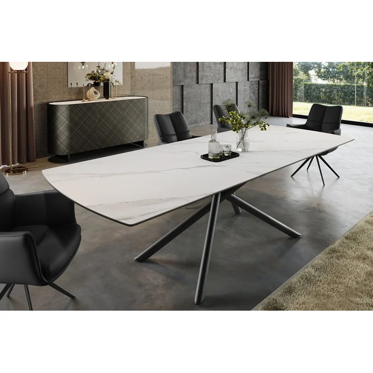 riess-ambiente Esstisch MIKADO 180-230cm weiß grau (Einzelartikel, 1-St), Marmor-Design · verlängerbar · 10 Personen · Sterngestell · Metall – Bild 2