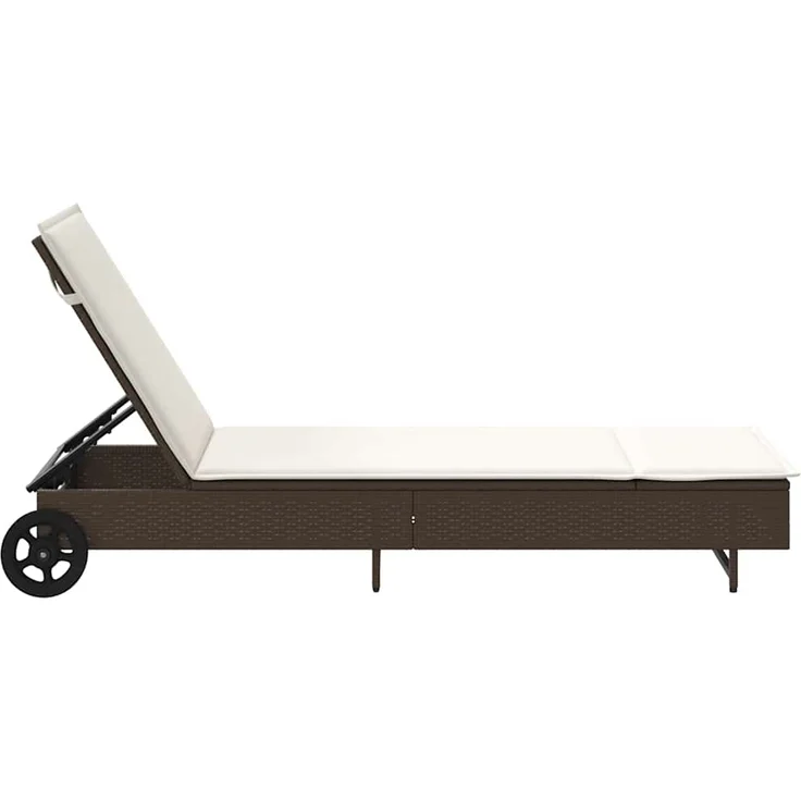 vidaXL Sonnenliege mit Rollen und Auflage Braun Poly Rattan 4104034 – Bild 6