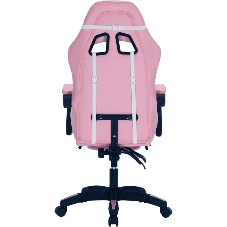 HTI-Living Racing-Design in Pink-weiß Ergonomischer Gaming Stuhl mit Fußstütze – Bild 7