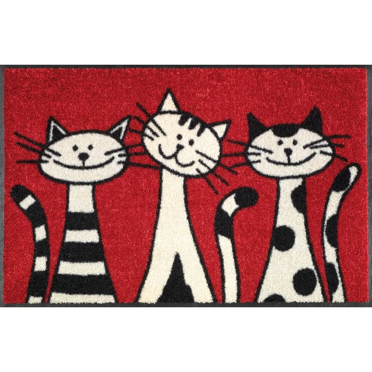 wash+dry by Kleen-Tex Fußmatte Three Cats, rechteckig, Höhe: 9 mm, Schmutzfangmatte, Motiv Katzen, rutschhemmend, waschbar