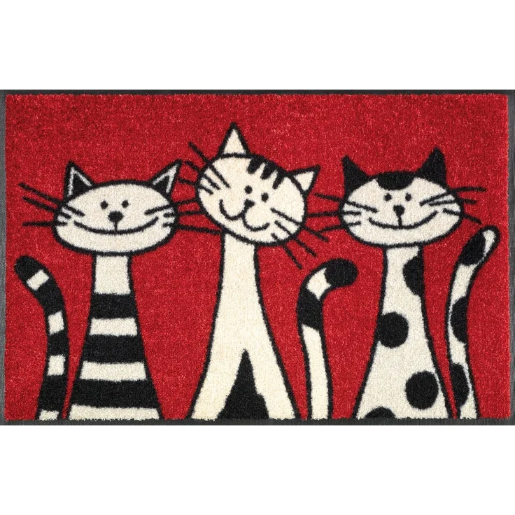 wash+dry by Kleen-Tex Fußmatte Three Cats, rechteckig, Höhe: 9 mm, Schmutzfangmatte, Motiv Katzen, rutschhemmend, waschbar