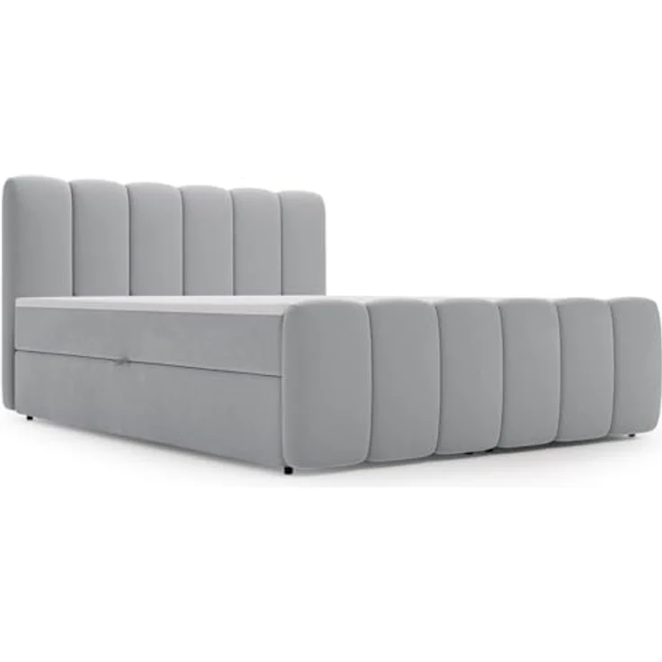 GrainGold Boxspringbett mit Bettkästen CLOUD, Modern Bett mit Kopfteil, 180x200 cm, Grau (1x Bett + 1x Topper) – Bild 9