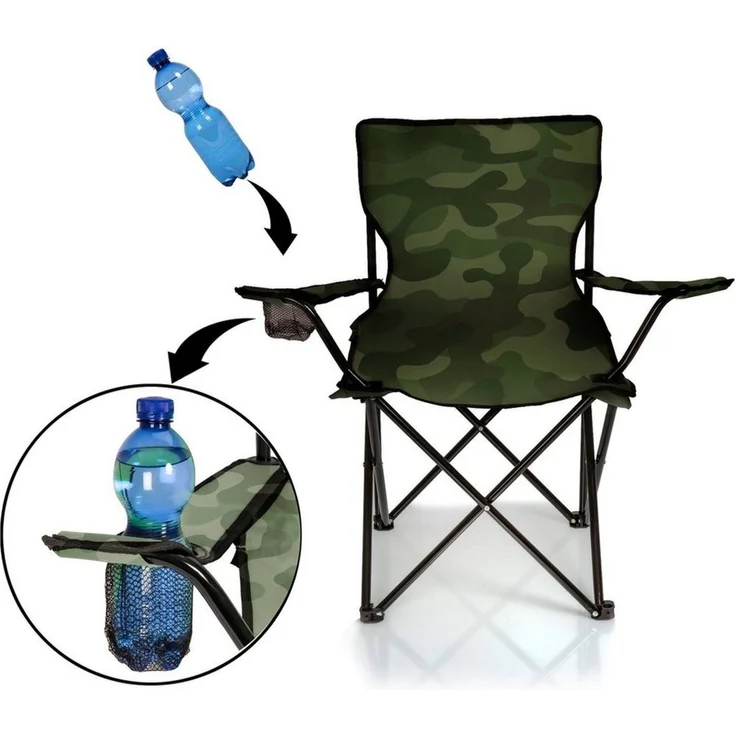 BigDean Campingstuhl Faltstuhl Campingstuhl Anglerstuhl Getränkehalter Klappstuhl (Packung, 1 St), Tarnmuster, Camouflage, Camo, Klappbar, Getränkehalter, Tragetasche – Bild 3