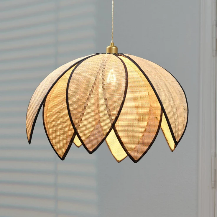 OSRAM Hängelampe Decor Rattan Lotus, Ø 67 cm, beige, E27, mediterranes Design mit natürlichem Rattan-Schirm