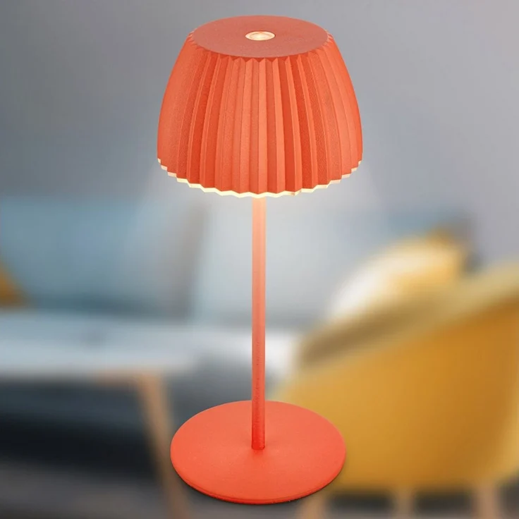 BRILONER - Riffle Mini LED Tischlampe kabellos IP44 mit Lichtkante, 8,5x20 cm, Touchdimmer, Akku tauschbar, Nachttischlampe, LED Lampe, Akku Lampe, German Design Award Winner 2025, Orange – Bild 3