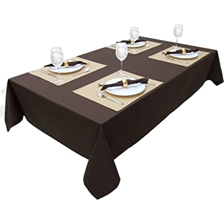 Hochwertige Tischdecke Tischwäsche aus 100% Baumwolle Kollektion Konzept, Farbe & Größe wählbar (Tischdecke - Oval 150x350cm, Chocolate) – Bild 5