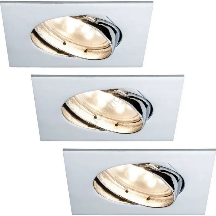 Paulmann Premium Einbauleuchten Set Coin klar eckig schwenkbar LED 3x6,8W 2700K 230V 51mm Chrom6322