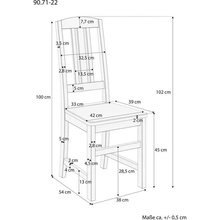 Küchenstuhl Massivholzstuhl Esszimmerstuhl Kiefer Stuhl natur 90.71-22 – Bild 3