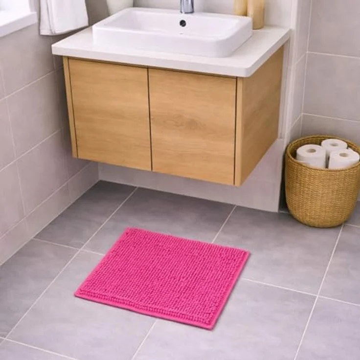WohnDirect Badematte 45x45 cm | Pink - rutschfest & Waschbar - Badezimmerteppich zum Set kombinierbar, Badvorleger, WC Garnitur, Badteppich – Bild 2