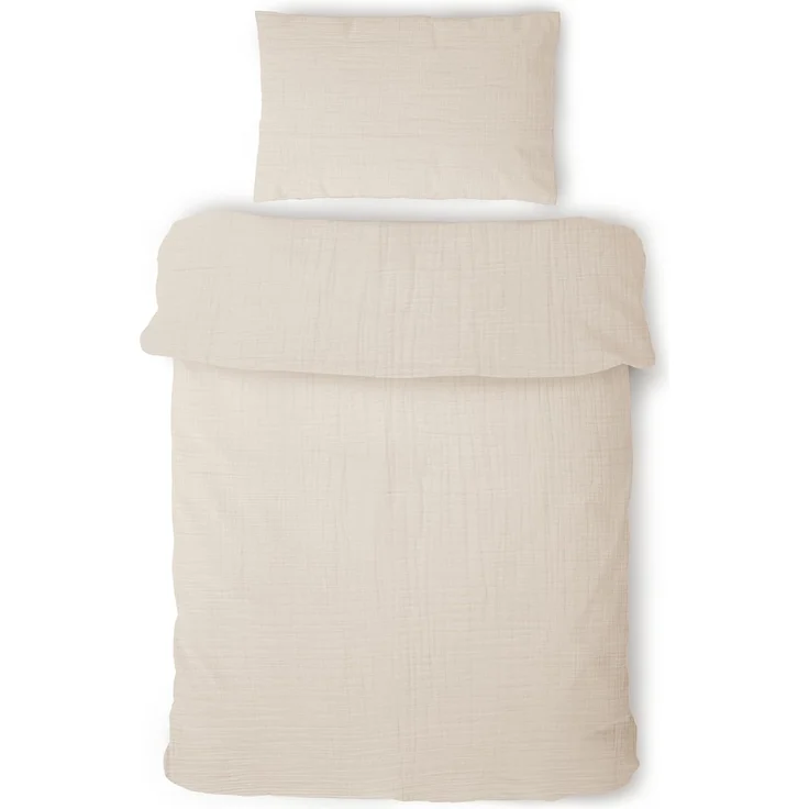 Laynenburg Kinderbettwäsche Musselin 2 teilig aus 100% Baumwolle in 100x135 cm + 40x60 cm, atmungsaktiv & bügelfrei – 3 lagig mit Reißverschluss & Haltebändern – Bild 1