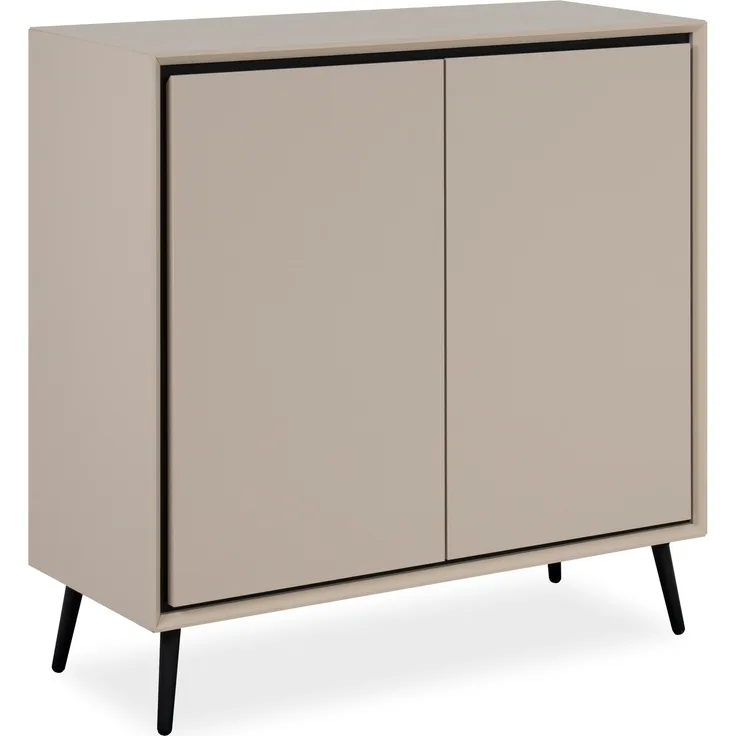 Kommode >Arona< 2 Türen, 2 Böden, in Sand / Schwarz - 90x90x38cm (BxHxT)
