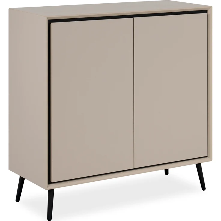 Kommode >Arona< 2 Türen, 2 Böden, in Sand / Schwarz - 90x90x38cm (BxHxT) – Bild 1