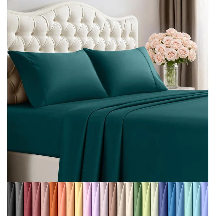 Utopia Bedding Bettwäscheset, 4-teilig, gebürstete Mikrofaser, schrumpft und lichtbeständig, pflegeleicht (Voll, Aquamarin)