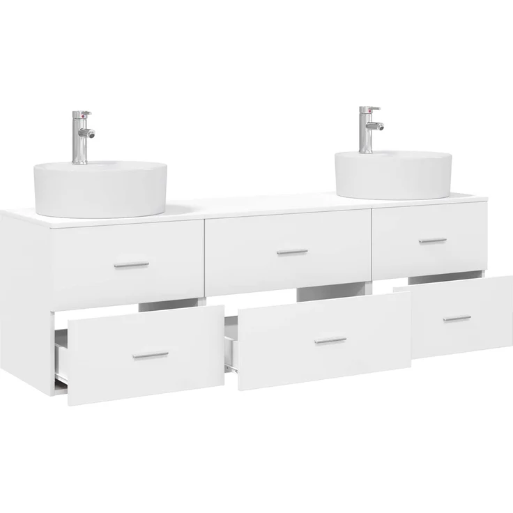 vidaXL Wandmontiertes Badezimmerschrank-Set 3 stk. Weiß 3405867 – Bild 3