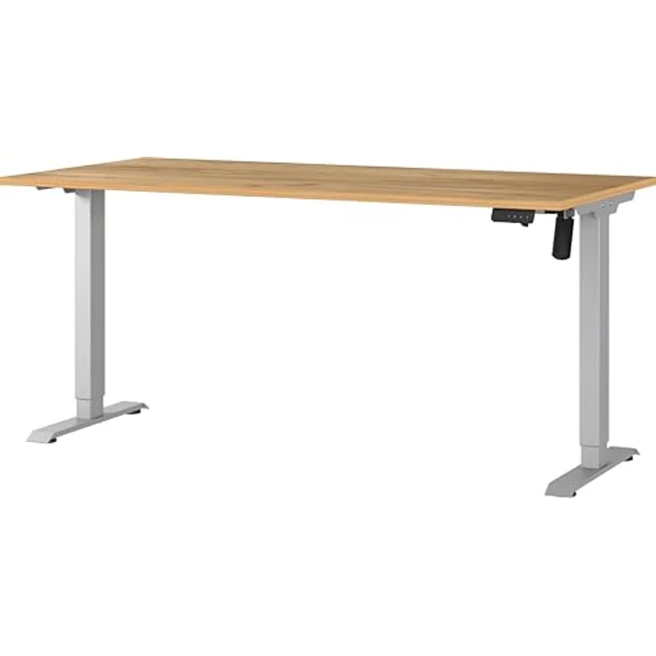 Germania Schreibtisch 8024-641, in Navarra-Eiche-Nb./Silber, elektr. höhenverstellbar, 160 x 119 x 80 cm (BxHxT) – Bild 2