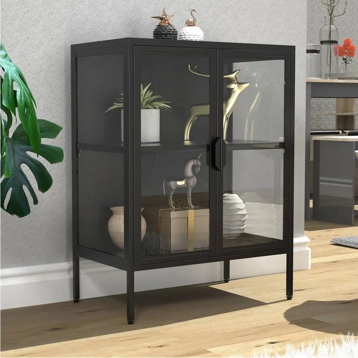 VCM Standvitrine Floka 919951 Schwarz H. 80 x B. 60 x T. 35 cm