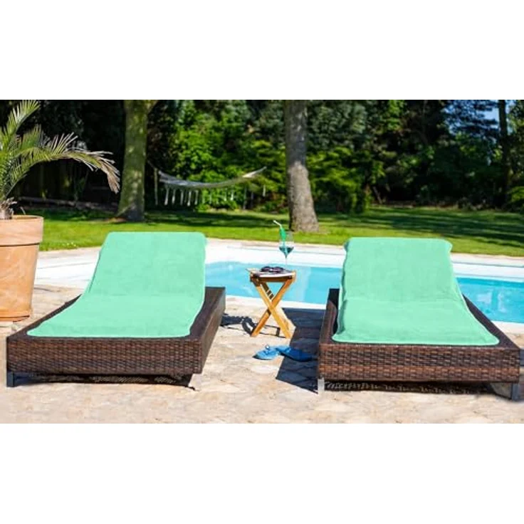 Brandsseller Schonbezug für Gartenliege, Strandliegenauflage, Frottee Schonbezug, 100% Baumwolle - ca. 75x200 cm - Mint/Grün – Bild 5