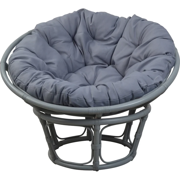Papasansessel, Relaxsessel aus Rattan handgearbeitet, Ø 100cm, grau – Bild 1