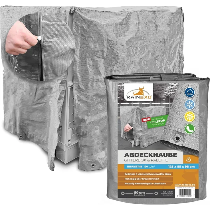 BioGreen Gitterboxabdeckhaube Breite 850 x Länge 1250 mm transparent Gewicht 3,8 kg mit Reißverschluss