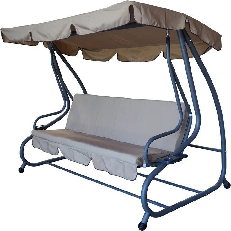 DEGAMO MIAMI Hollywoodschaukel, Stahl, beige/grau, 4-sitzer 228cm – Bild 2