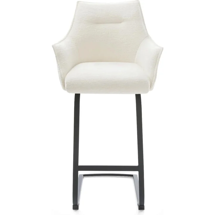 Barstuhl Alja-Flex Bouclé Soft Beige Freischwinger Flach Metall Schwarz Taschenfederkern – Bild 3