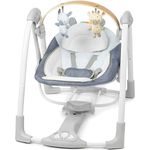 Ingenuity Swing 'n Go Babyschaukel & Babywippe Chambray mit Spielbogen, 5-Punkt-Sicherheitsgurt, 5 Schaukelgeschwindigkeiten, 8 Melodien, WhisperQuiet-Technologie