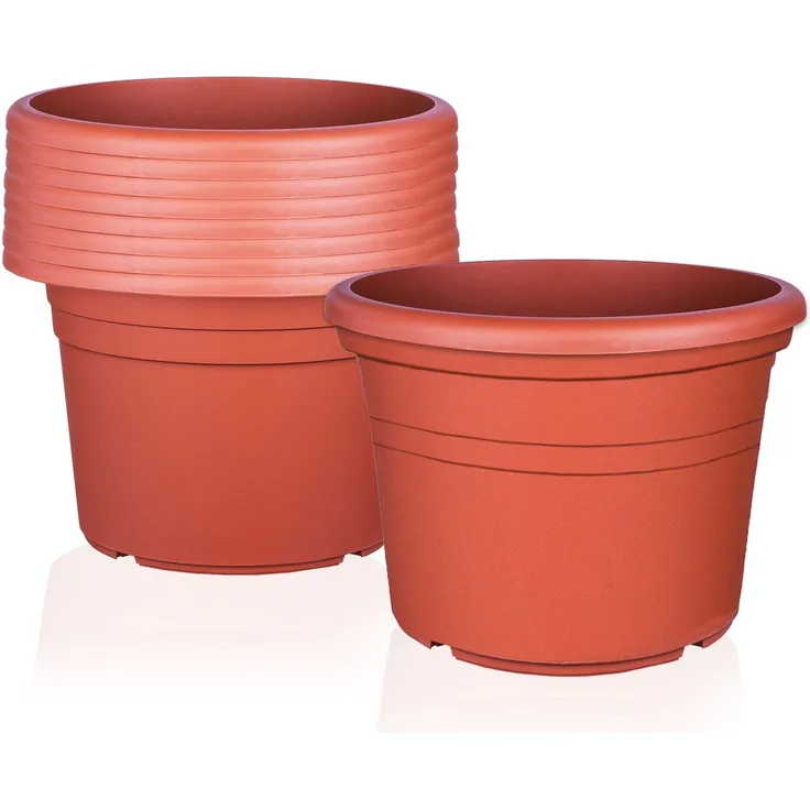 BigDean 9x Blumentopf Ø 35 cm Farbe Terrakotta Kunststoff Pflanztopf Containertopf Übertopf Pflanzkübel rund 35 x 25 cm