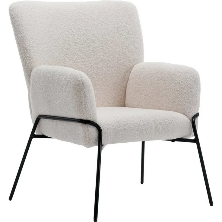 SVITA Loungesessel FREIA, Loungestuhl, Metallbeine, Teddyboucle, Weiß – Bild 5