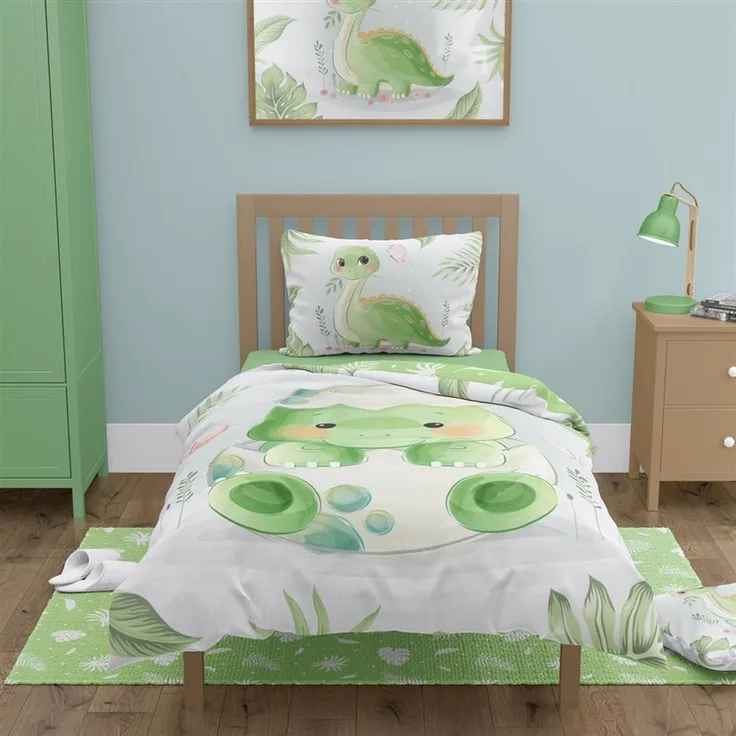 Baby Bettwäsche mit Dino 100x135 cm 100% Baumwolle