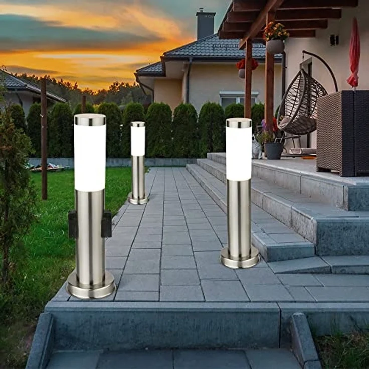 3er Set LED Stehleuchten für den Garten mit Steckdosen – Bild 6
