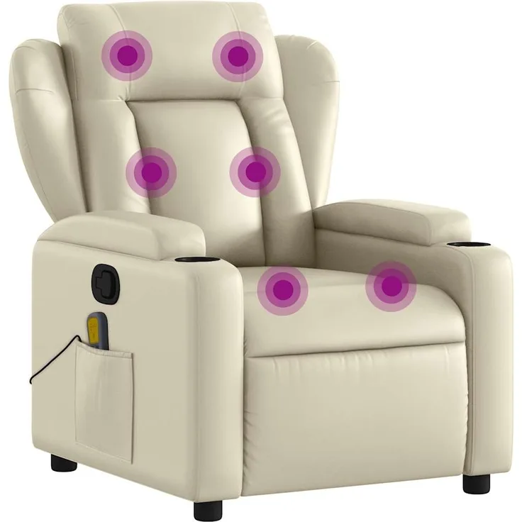 vidaXL Massagesessel mit Relaxfunktion, Kunstleder, Creme 3205597
