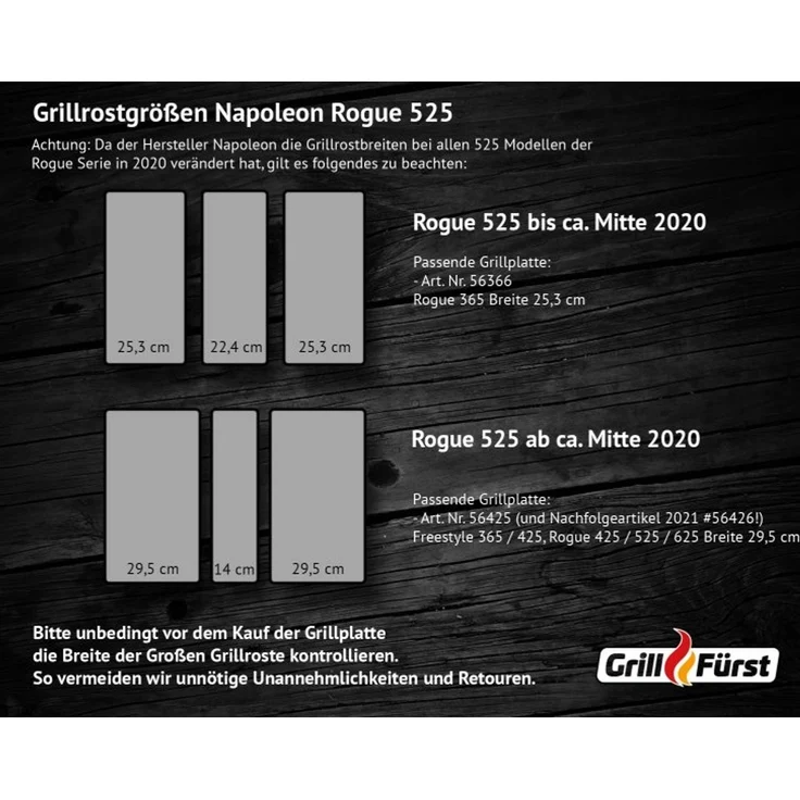 Grillfürst Grillplatte Gusseisen für Rogue 425 / 525 / 625 und Freestyle 365 / 425, 45,1 x 29,5 cm – Bild 8