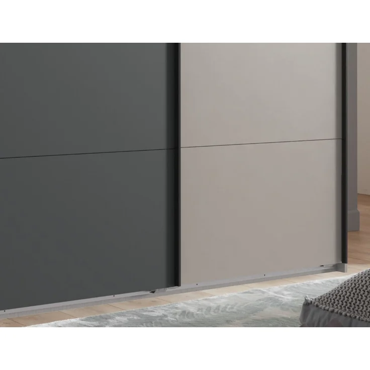 Schwebetürenschrank Kleiderschrank 270cm 3-türig Zubehör Sand Grau u. Anthrazit – Bild 4
